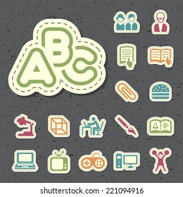 Universal Standard New Color Education Icons Paper Cut Style on Black Background  3.