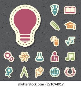 Universal Standard New Color Education Icons Paper Cut Style on Black Background 1.