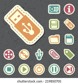Universal Standard New Color Multimedia Icons Paper Cut Style 3.