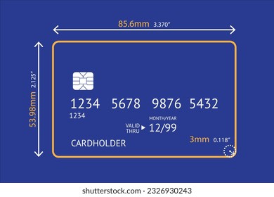 Tamaño estándar universal de las dimensiones de la tarjeta de crédito