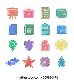 Universal sticker icons set. Simple outlined icons. Linear style