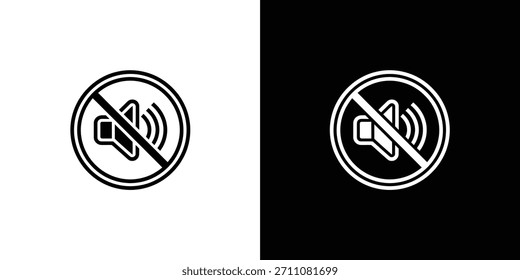 Un símbolo universal para silenciar el audio o el silencio, presentado como un icono claro sobre fondos blancos y negros contrastantes para un uso versátil.
