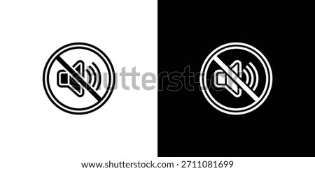 A universal symbol for muting audio or silence, presented as a clear icon on contrasting white and black backgrounds for versatile use.