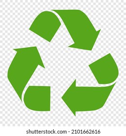 A universal symbol for recycling, an international symbol used on packaging to remind people to throw it in the trash can, not in the trash. Icon isolated on transparent background.