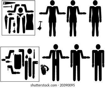 Universal symbol system shows male and female as template for graphic design or illustration