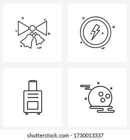 Universal Symbols of 4 Modern Line Icons of boa tie; bag; ringing; storm; moon Vector Illustration