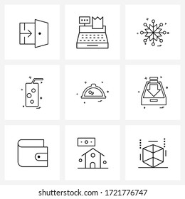 Universal Symbols of 9 Modern Line Icons of food; drink; Christmas; meal; food Vector Illustration
