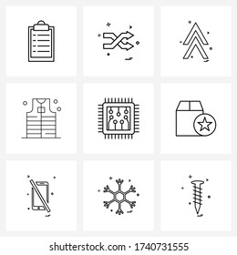 Universal Symbols of 9 Modern Line Icons of ic; safety; row; life jacket; Vector Illustration