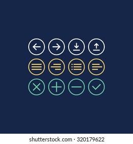 Universal symbols set for web and app. Vector illustration