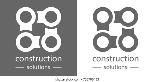Universal technology logo in black and white background. Designed in modern minimalist style.