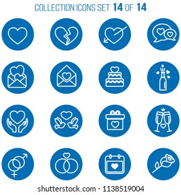 Universal Thin Icons Set for Your Web design, Mobile design, Infographics, and other. Business, Finance, blue buttons 14