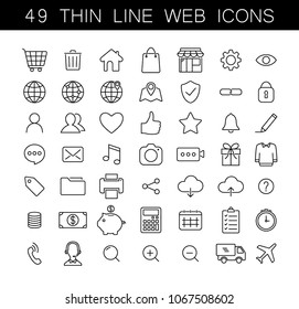 Universal thin line web icons set. Black outline, no fill, fully editable icon set.