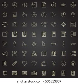 Universal Thin Line white Icons on black Background ( Business , Multimedia, Education, Ecology, Medical, Fitness, Family, Construction, Transport, Professions, Travel, Restaurant, Hotel )

