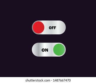 Universal toggle switch vector icon, On and Off position simple icons.Green and red switch. Modern minimal flat design style.