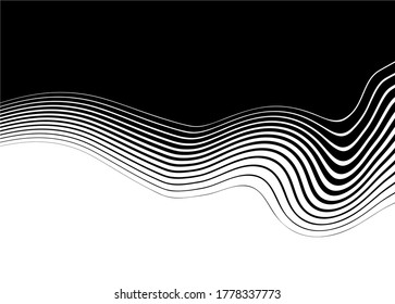 
Universal transition from black to white wavy lines.
Black and white abstract vector pattern