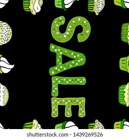 Universal trend with bright bold black, green and white elements composition. Seamless pattern. Design elements for Magazine, leaflet, billboard, sale. Vector illustration.