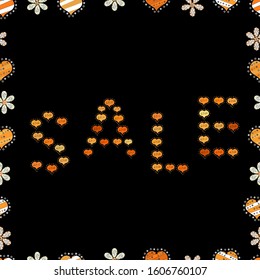 Universal trend with bright bold black, white and orange elements composition. Vector illustration. Seamless pattern. Design elements for Magazine, leaflet, billboard, sale.
