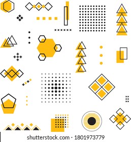 Universal trend geometric shapes juxtaposed with bright bold yellow elements composition. Design elements for Magazine, leaflet, billboard, sale, flyer, brochure, etc. - Shutterstock ID 1801973779