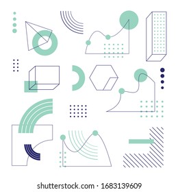 Universal trend geometric shapes set  with calm color elements composition. Design elements for Magazine, leaflet, billboard, sale, flyer, brochure, banner, web design, book