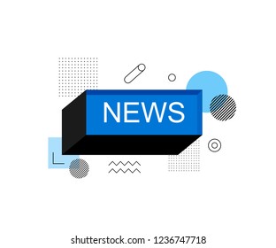 Universal trend halftone geometric shapes juxtaposed. News, abstract speech bubble box label. Modern vector illustration flat style.