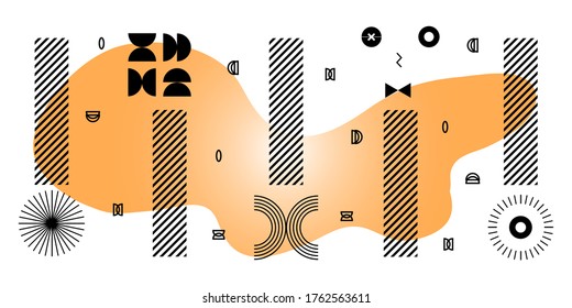 Se establecen formas geométricas de medio tono de tendencia universal.  Elementos de diseño para la revista, folleto, cartelera, venta.
