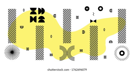 Universal trend halftone geometric shapes set.  Design elements for Magazine, leaflet, billboard, sale.
