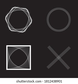 Las formas geométricas de semitonos de tendencia universal se yuxtaponen con una composición de elementos de negrita brillante. Elementos de diseño para la revista, folleto, cartelera, venta
