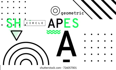 Universal trend pattern juxtaposed with bright bold geometric green leaves foliage elements composition. Poster Background in restrained sustained tempered style. Magazine, leaflet, billboard, sale
