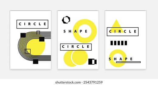 Universal trend pattern set juxtaposed with bright bold geometric leaves foliage yellow elements Vector illustration design background
