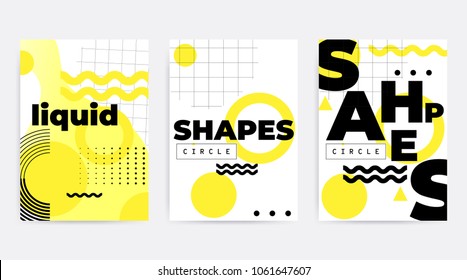 Universal trend poster juxtaposed with bright bold geometricyellow elements composition. Background in restrained sustained tempered style. Magazine, leaflet, billboard, sale