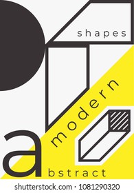 Universal trend poster. Linear geometric shapes set with halftone elements, bright bold yellow decorative composition. Design for Magazine, music festival, leaflet, billboard, sale