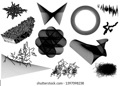 Universal trend vector geometric shapes set with bright bold black and white composition. Design elements for Magazine, leaflet, billboard, sale