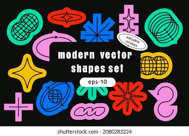 Universal trendy geometric linear shapes set  - Shutterstock ID 2080283224