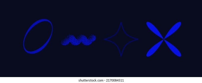 Universal Trendy Geometric Shapes Set With Vector Bitmap Dithering Texture Juxtaposed With Bright Bold Elements Composition. Design Forms For Magazine, Leaflet, Billboard, Sale.