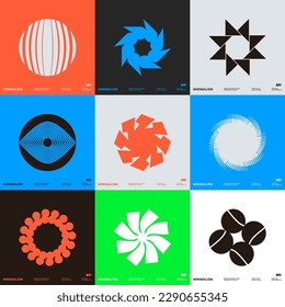Universal trendy geometric shapes set juxtaposed with bright bold elements composition. Design forms for Poster, leaflet, billboard, sale