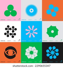 Universal trendy geometric shapes set juxtaposed with bright bold elements composition. Design forms for Poster, leaflet, billboard, sale