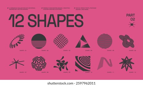 Universal trendy geometric shapes set , bright bold elements composition. Design forms perfect for poster designs, custom-printed clothing, fashion, social media templates, posts, package designs