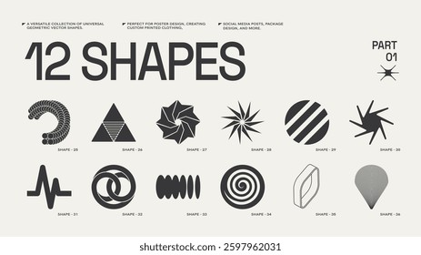 Universal trendy geometric shapes set , bright bold elements composition. Design forms perfect for poster designs, custom-printed clothing, fashion, social media templates, posts, package designs