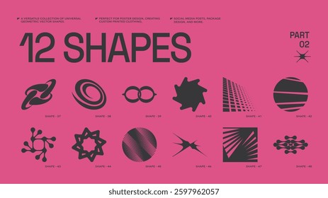 Universal trendy geometric shapes set , bright bold elements composition. Design forms perfect for poster designs, custom-printed clothing, fashion, social media templates, posts, package designs