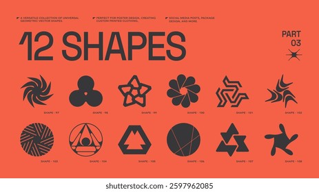Universal trendy geometric shapes set , bright bold elements composition. Design forms perfect for poster designs, custom-printed clothing, fashion, social media templates, posts, package designs