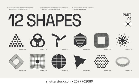 Universal trendy geometric shapes set , bright bold elements composition. Design forms perfect for poster designs, custom-printed clothing, fashion, social media templates, posts, package designs