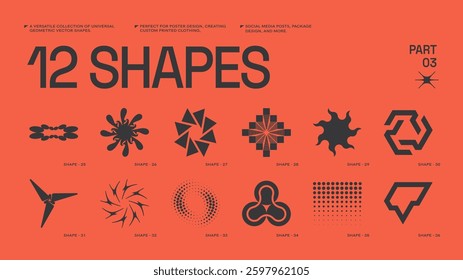 Universal trendy geometric shapes set , bright bold elements composition. Design forms perfect for poster designs, custom-printed clothing, fashion, social media templates, posts, package designs