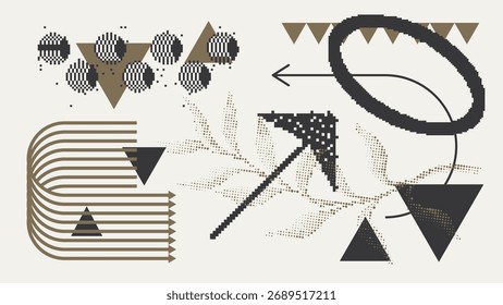 Formas geométricas modernas universais definidas justapostas com composição de elementos em negrito brilhante. Formulários de design para Cartaz, folheto, outdoor, venda