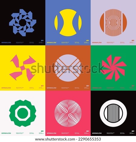 Universal trendy geometric shapes set juxtaposed with bright bold elements composition. Design forms for Poster, leaflet, billboard, sale