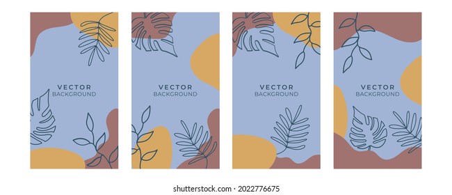 Universal trendy organic floral flower leaf boho art abstract birthday templates. Good for poster, card, invitation, flyer, banner, placard, brochure and other graphic design. Organic background