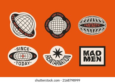 Universal Trendy Simple Geometric Badge Template Set With Shapes, Text, Bright Bold Elements Composition. Design Forms For Poster, Logo Design, Badges.