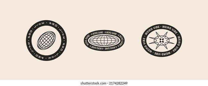 Universal Trendy Simple Geometric Badge Template Set with Shapes, Text, Bright Bold Elements Composition. Design forms for Poster, Logo Design, Badges.