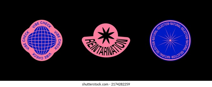 Universal Trendy Simple Geometric Badge Template Set with Shapes, Text, Bright Bold Elements Composition. Design forms for Poster, Logo Design, Badges.