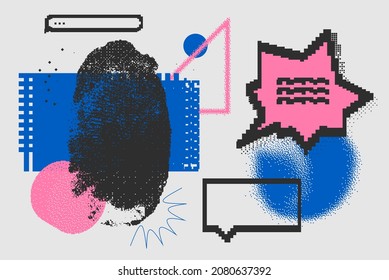Universal trendy textured geometric bright bold shapes set