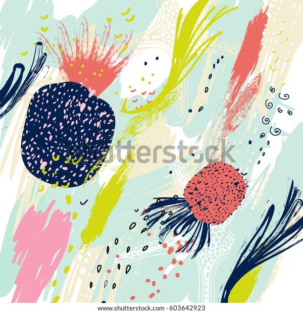 Universal Tropical Background Hand Drawn Textures Stock Vector (Royalty ...